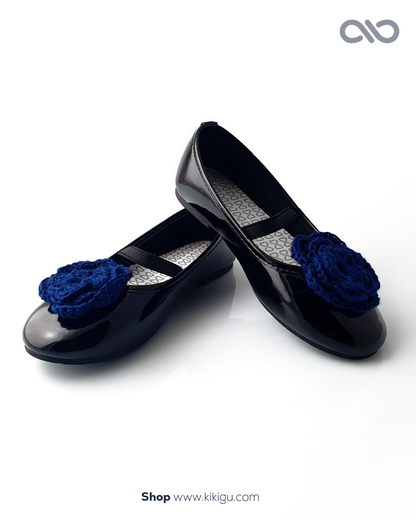 Flor Crochet Azul com aplique para decoração de sapatos