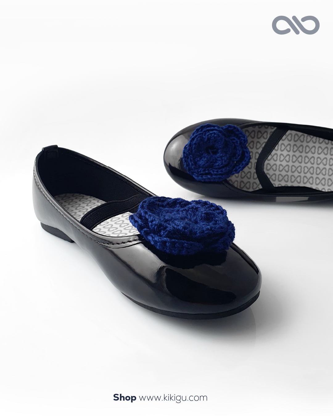 Flor Crochet Azul com aplique para decoração de sapatos