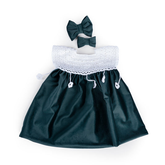 Vestido Menina - Veludo com gola em crochet