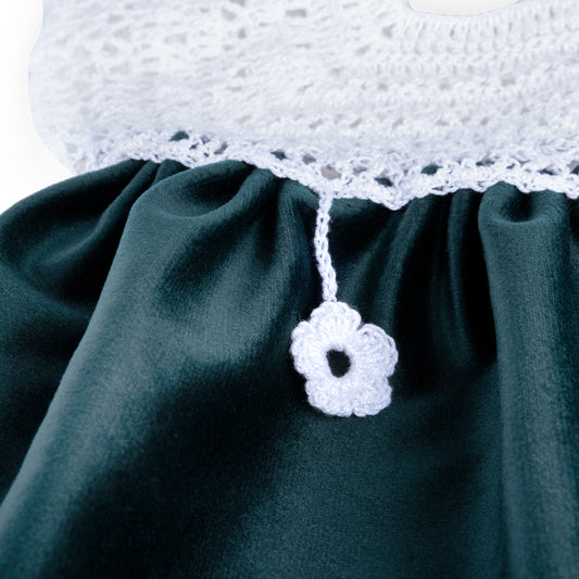 Vestido Menina - Veludo com gola em crochet